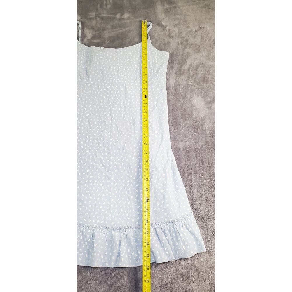 Brandy Melville Colleen Dress Blue Floral Ruffle Hem Tie Back One Size C35-57 - Picture 3 of 10